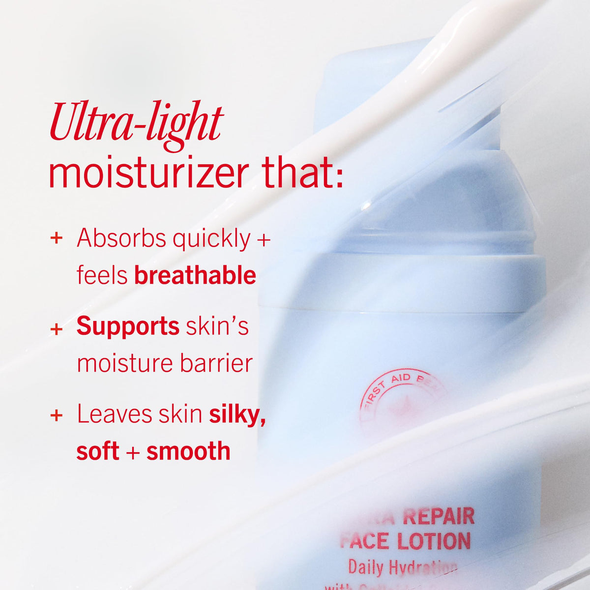 First Aid Beauty ingredients label close-up highlighting colloidal oatmeal and ceramides benefit
