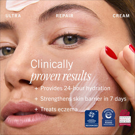 First Aid Beauty product label close-up highlighting fragrance-free, dermatologist-tested