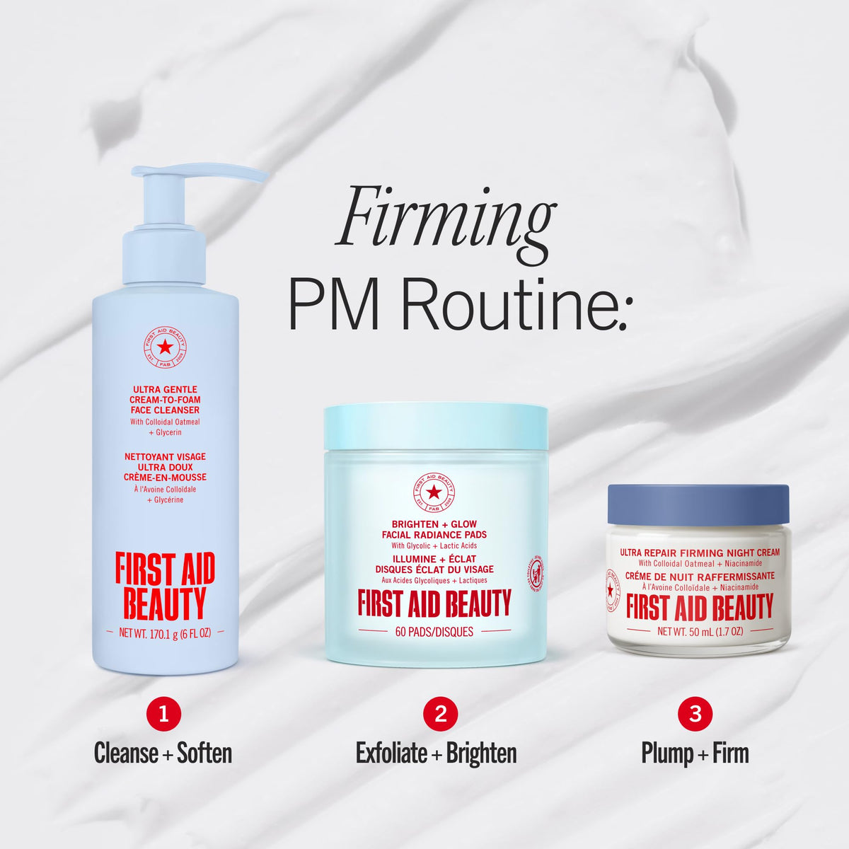 First Aid Beauty bedside scene showing product as part of a calming night routine