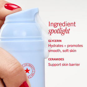 First Aid Beauty open jar revealing lotion consistency and velvety finish benefit