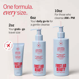First Aid Beauty label close-up, displays ingredient and fragrance-free claim