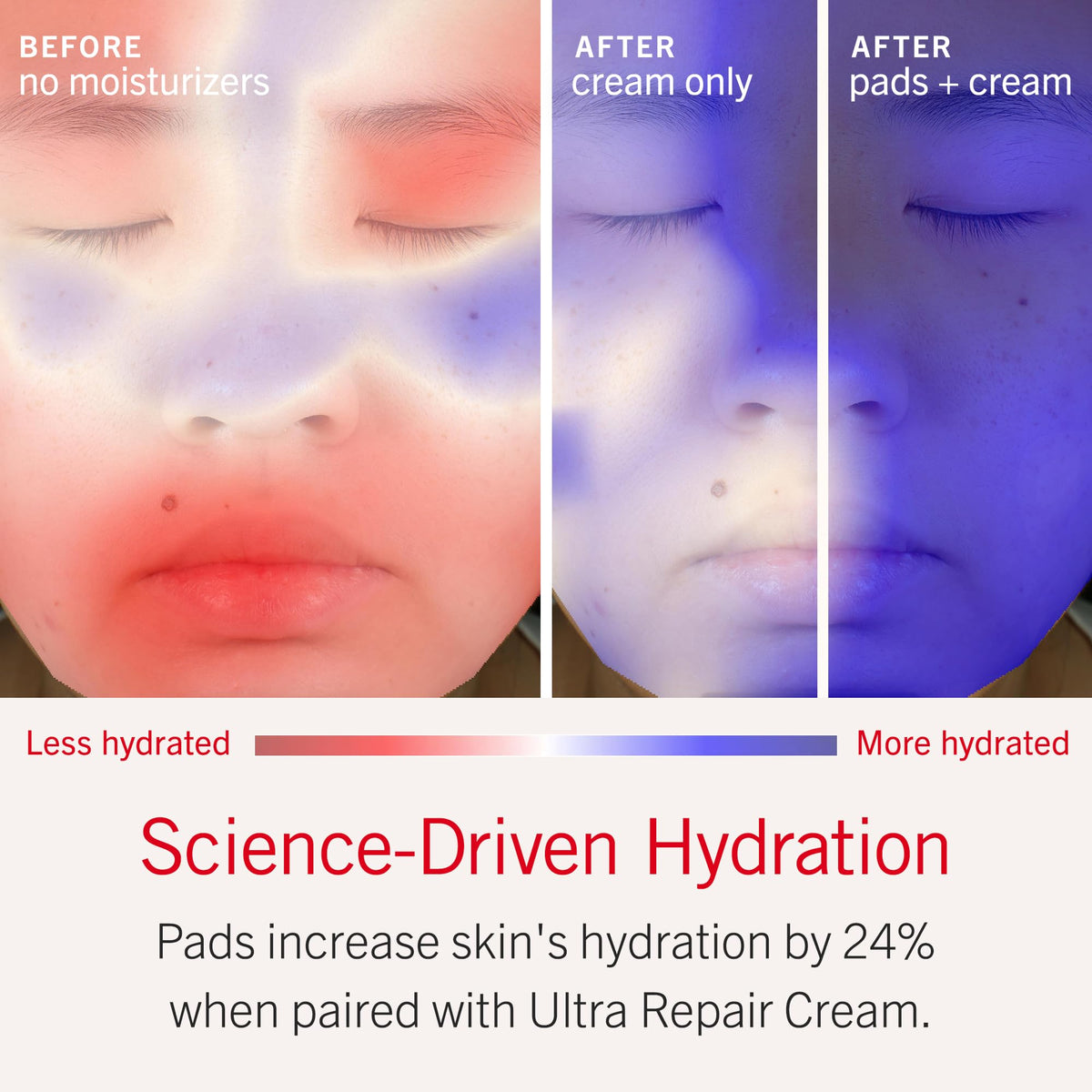 First Aid Beauty pad being swiped across face to soothe and prime skin