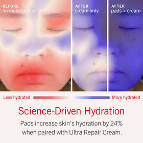 First Aid Beauty pad being swiped across face to soothe and prime skin