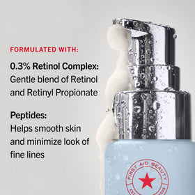 First Aid Beauty small before-and-after scale illustrating visible smoothing benefit