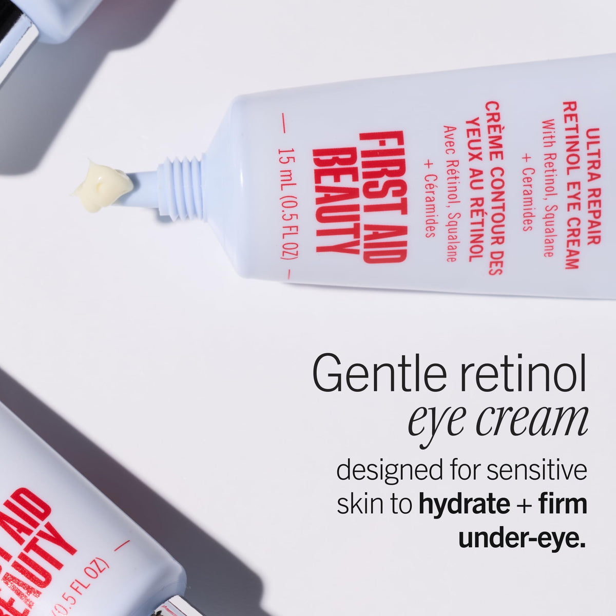 First Aid Beauty applicator close-up demonstrating precise, gentle under-eye application
