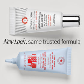First Aid Beauty cream texture on fingertip, showing lightweight hydration and smooth spread