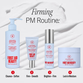 First Aid Beauty bottle beside coin showing 1 oz size and travel-friendly benefit