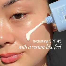 First Aid Beauty pump dispensing milky texture for easy application benefit