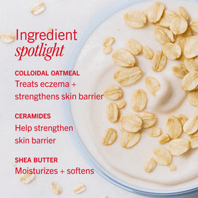 First Aid Beauty ingredients display with colloidal oatmeal and ceramide benefit