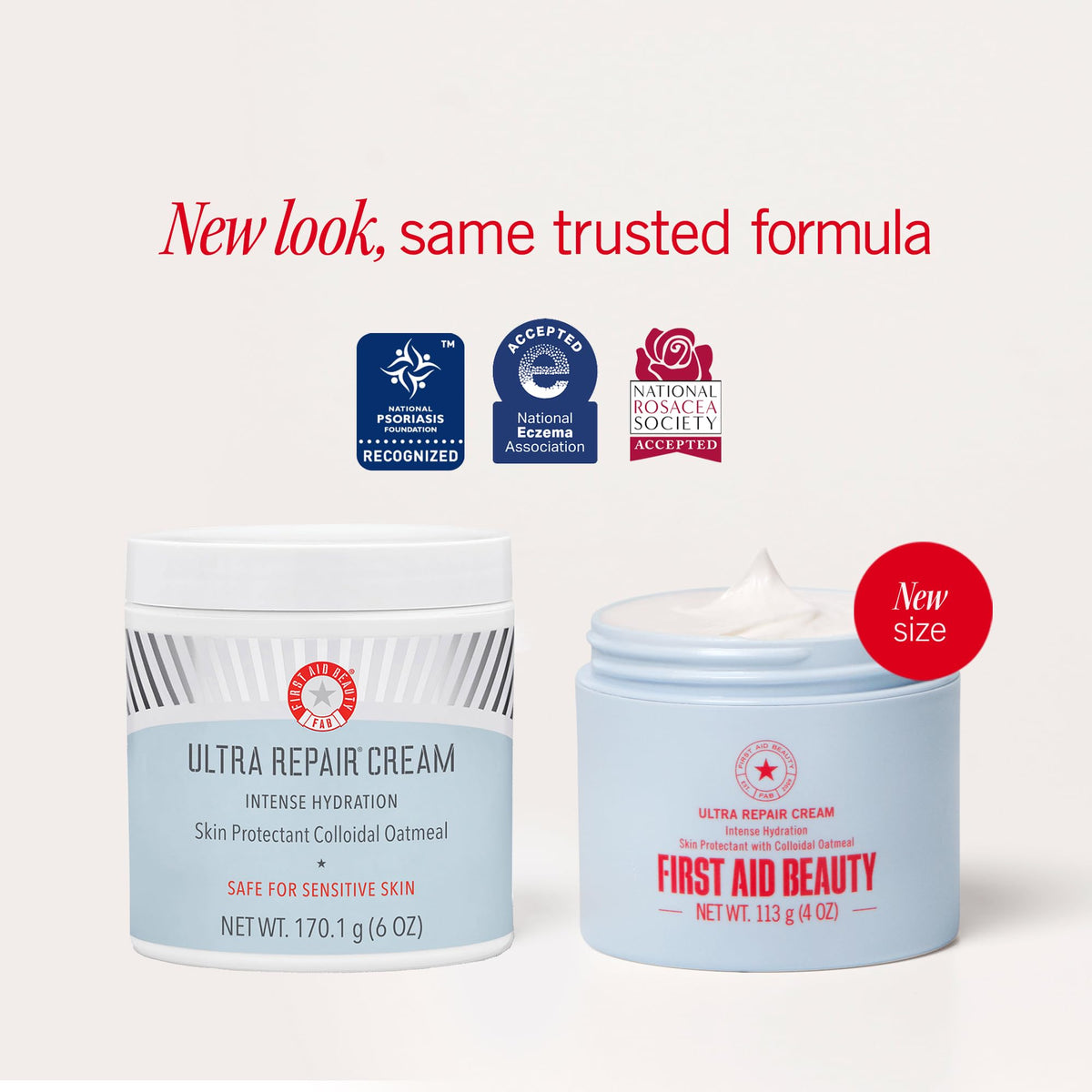 First Aid Beauty cream whipped texture open jar demonstrating lightweight hydration