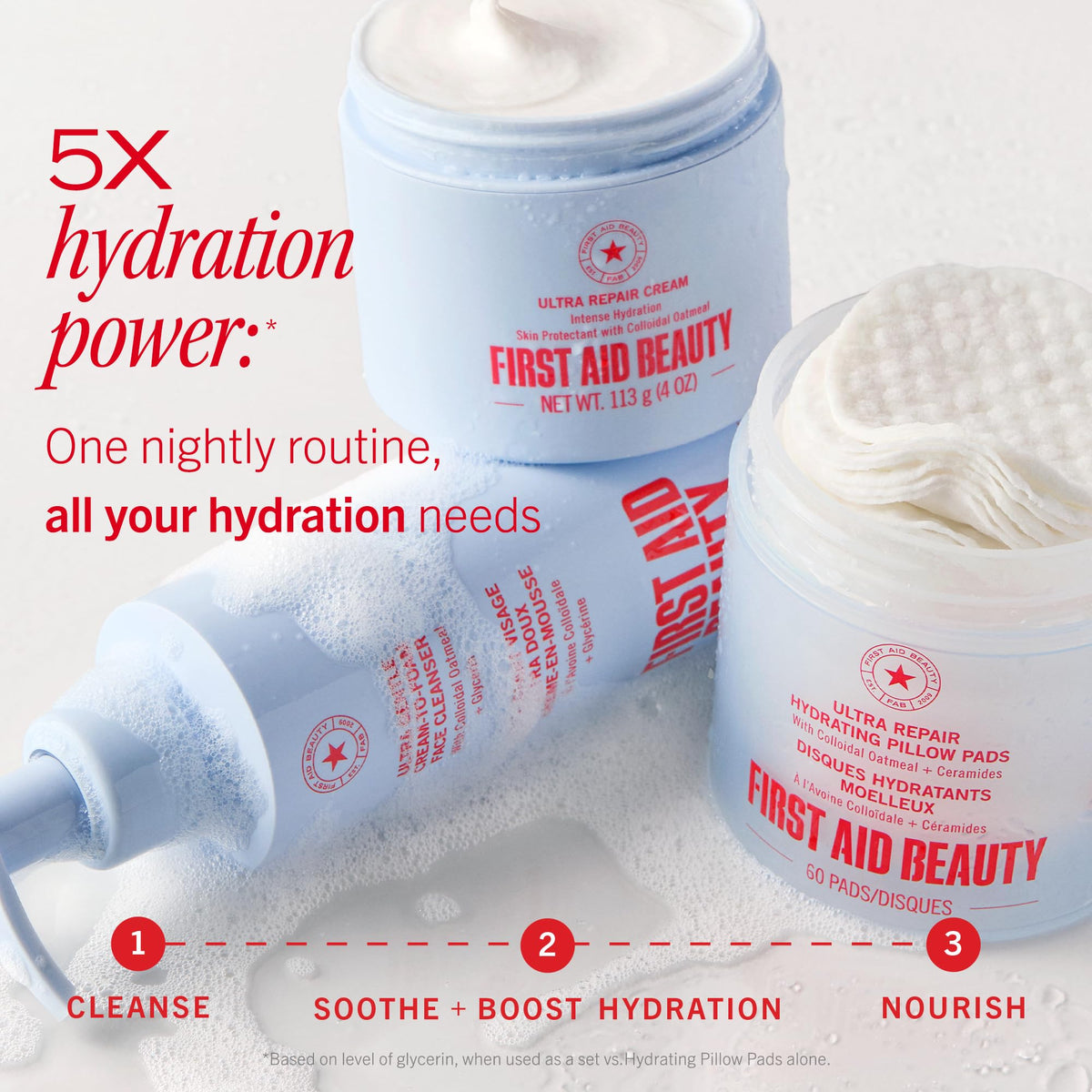 first aid beauty jar packed in travel bag showing portable skin relief