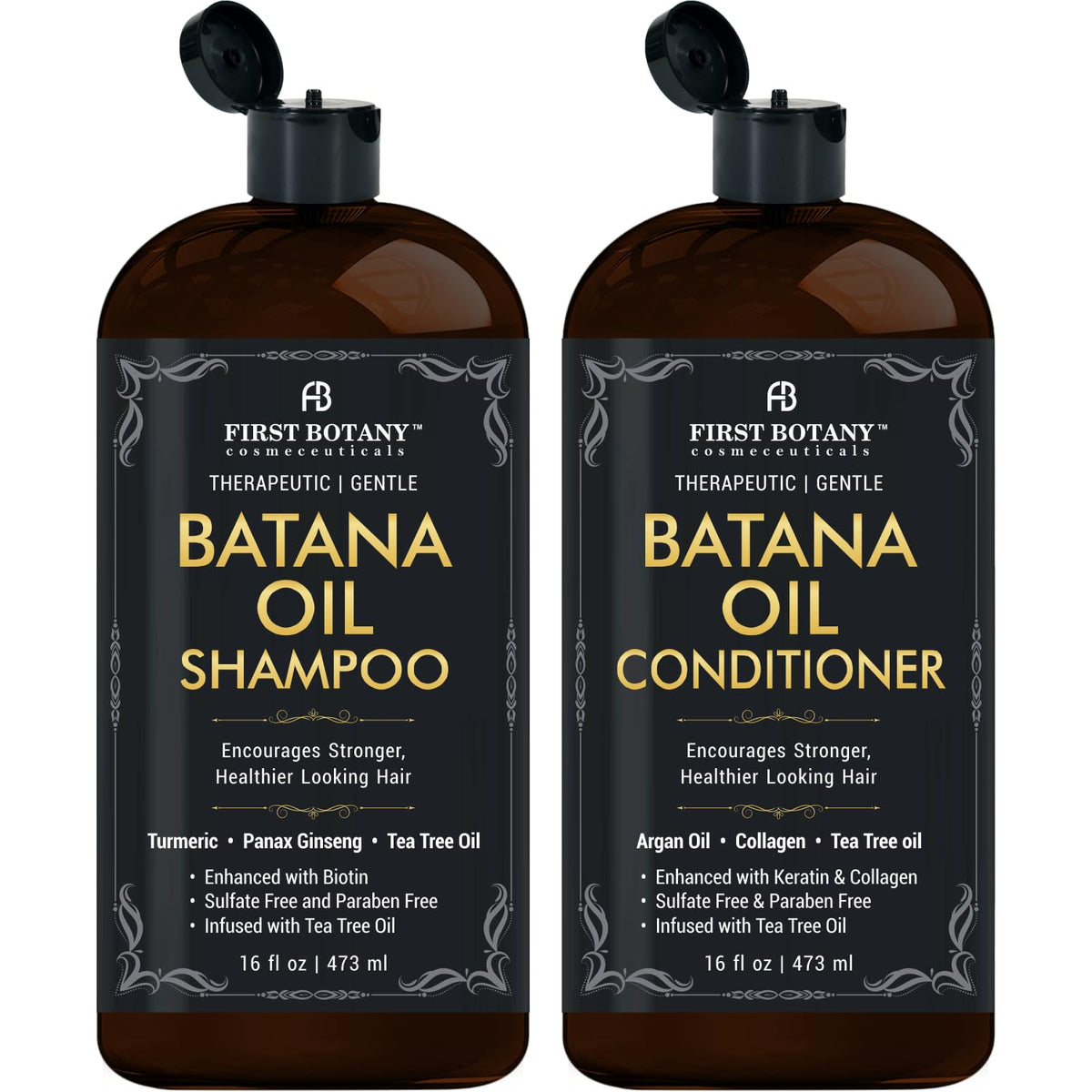 First Botany front packaging showing shampoo and conditioner duo for stronger hair