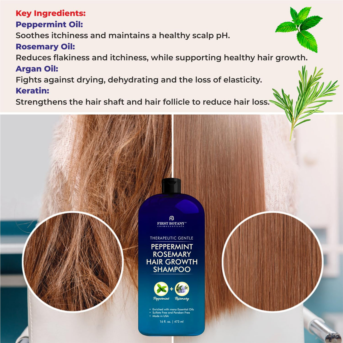 First Botany before and after hair volume comparison for fuller look