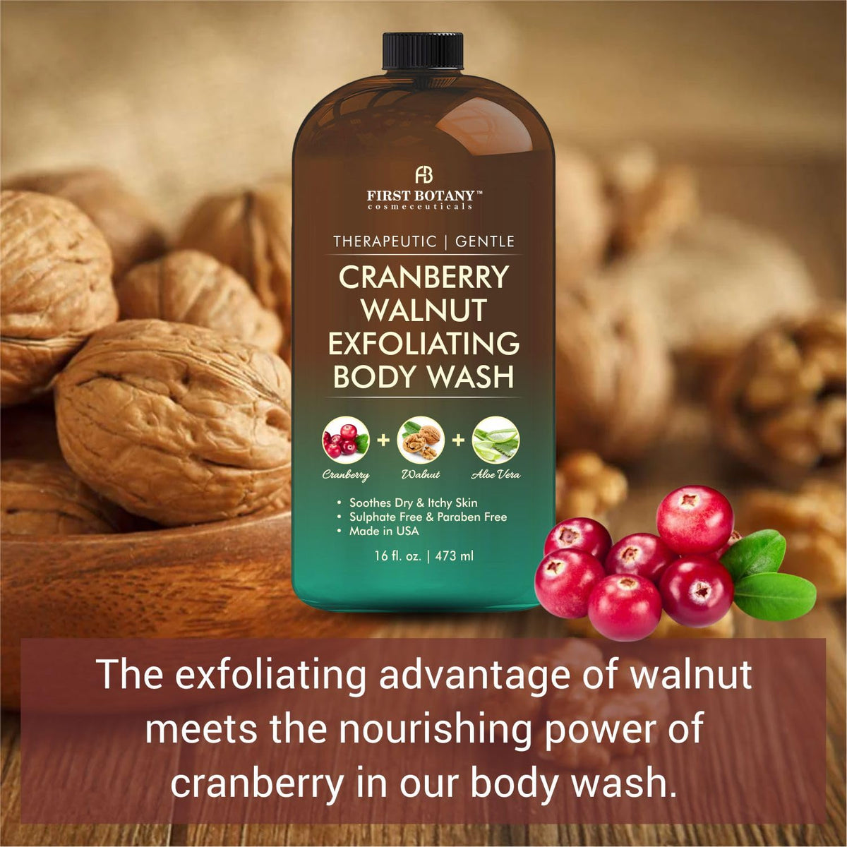 First Botany bottle in shower scene showing product in real-world use