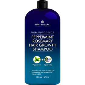 First Botany front packaging showing peppermint rosemary shampoo benefits