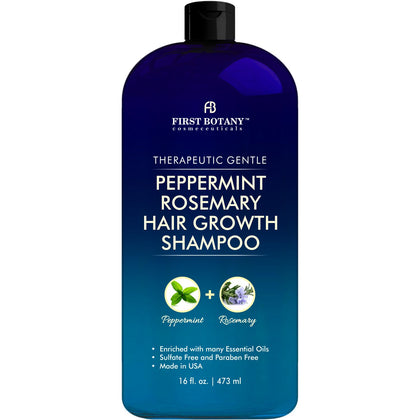 First Botany front packaging showing peppermint rosemary shampoo benefits