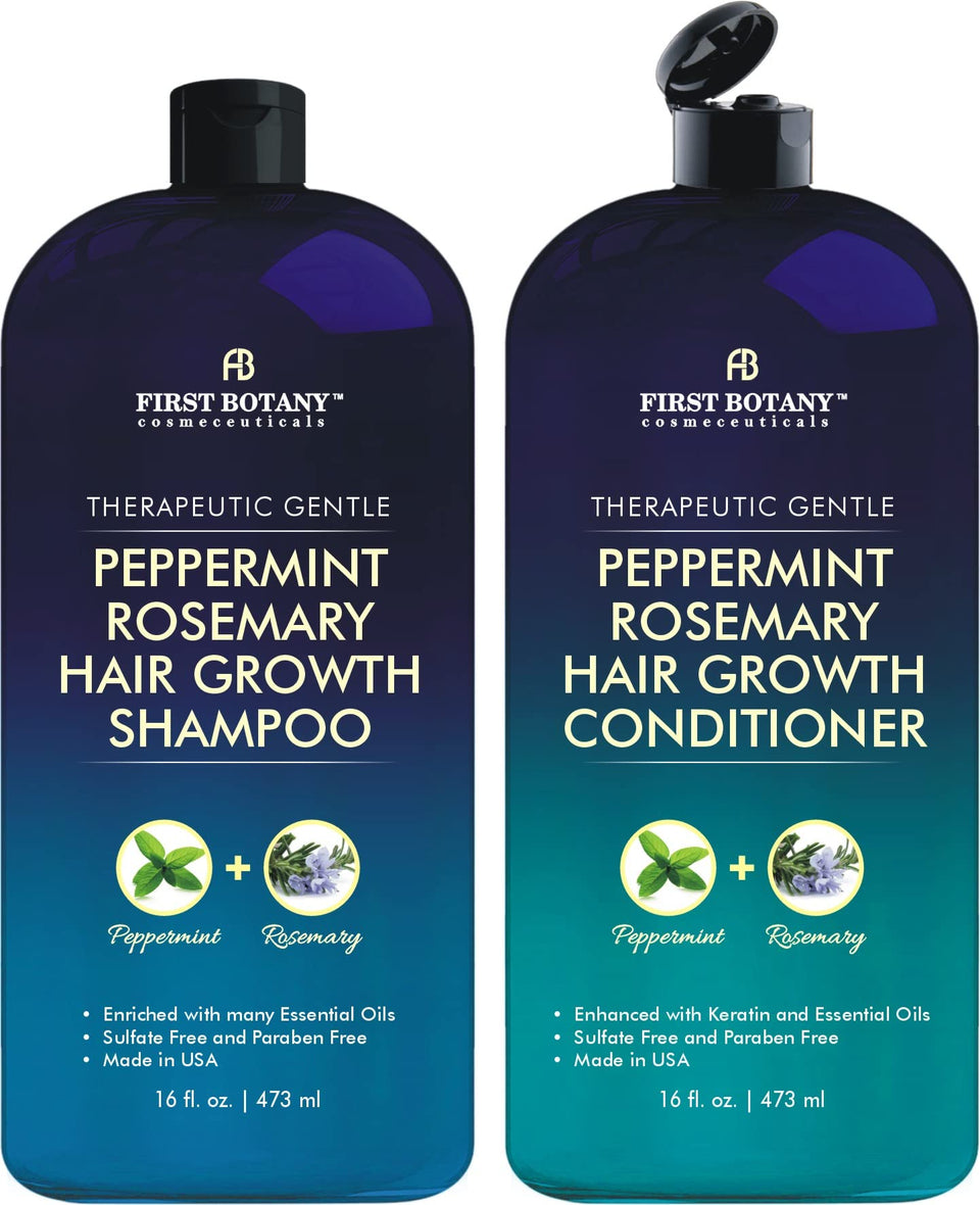First Botany front packaging showing shampoo and conditioner, clean look and benefit
