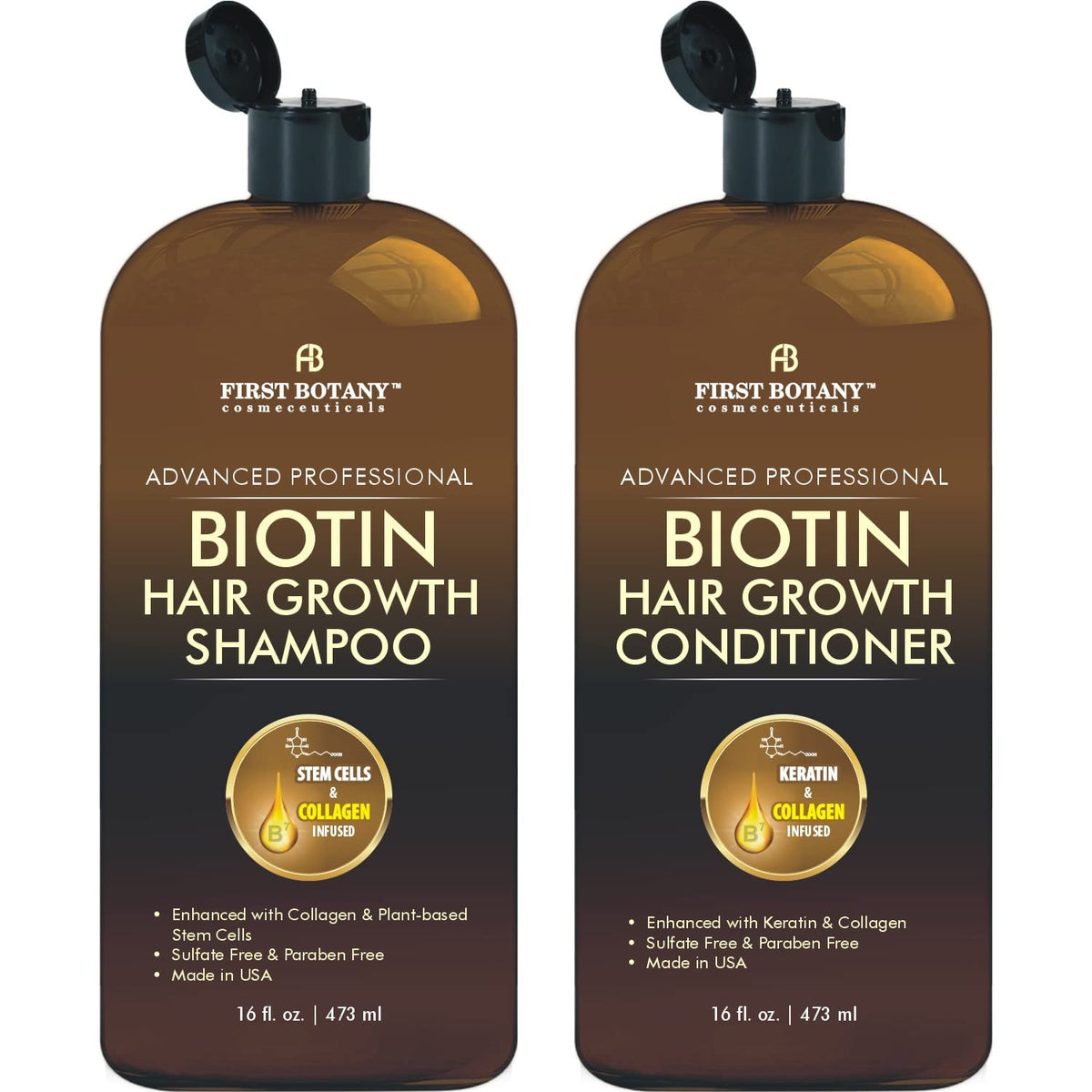 First Botany front packaging showing paired shampoo and conditioner and benefits