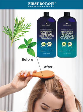 First Botany label closeup highlighting peppermint and rosemary ingredients benefit