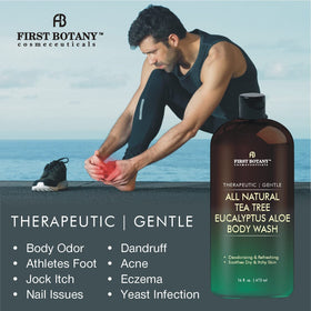 First Botany lather on loofah demonstrating rich foam for effective cleansing