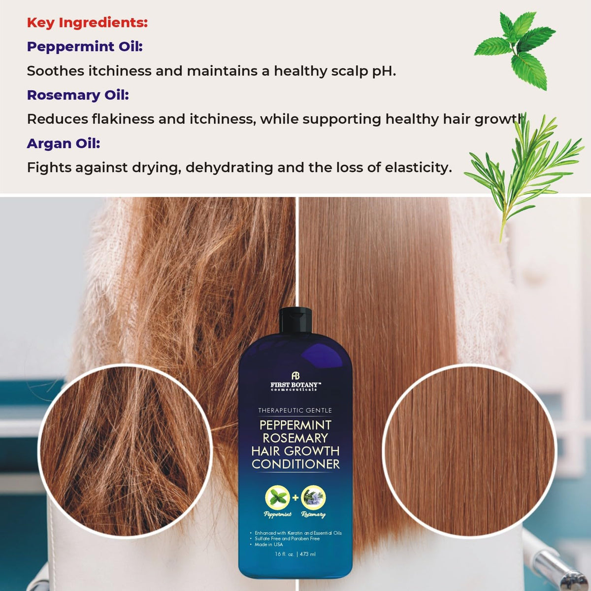 First Botany conditioner texture pouring from bottle, smooth hydration