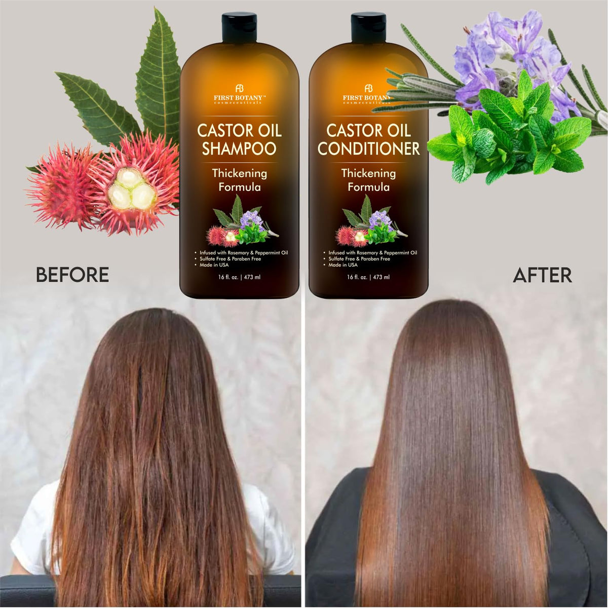 First Botany shampoo pump dispensing clear lather texture for effective gentle cleansing