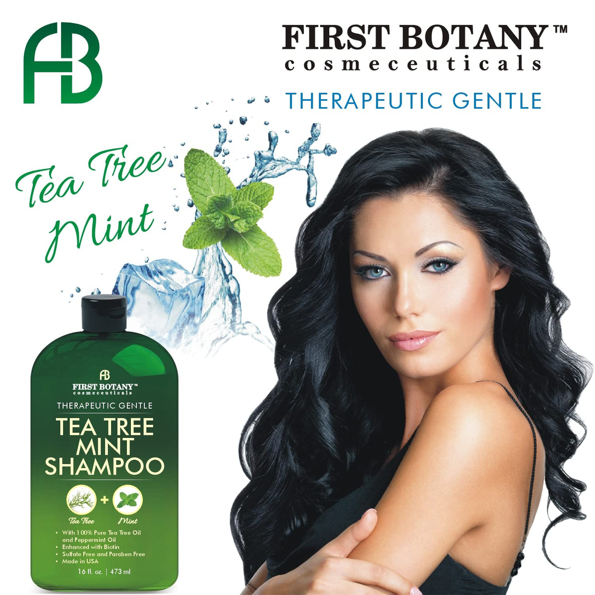 First Botany label close-up showing tea tree and ingredient clarity benefit
