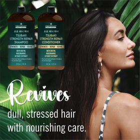 First Botany conditioner being applied to hair ends for hydration and detangling
