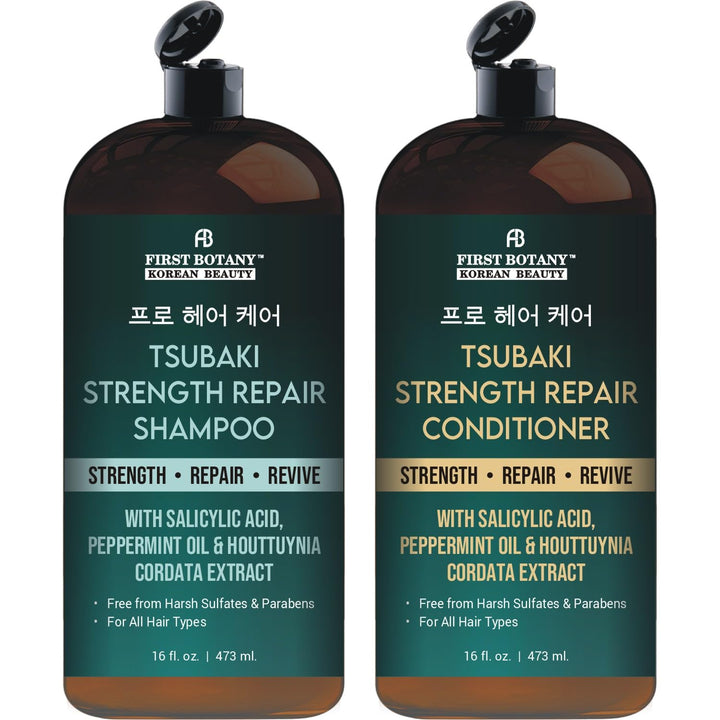 First Botany front packaging showing duo bottles and ingredient callouts for repair