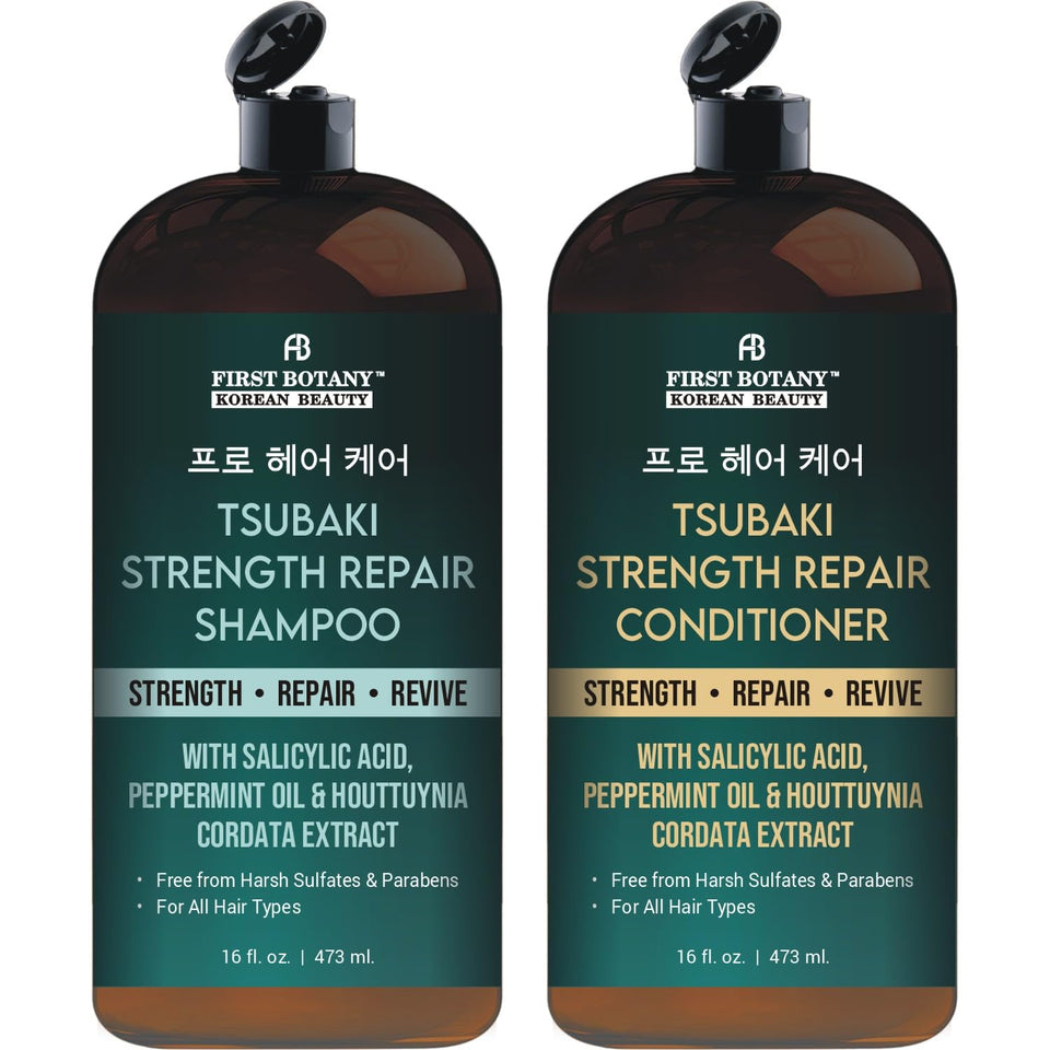 First Botany front packaging showing duo bottles and ingredient callouts for repair