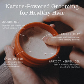 Firsthand application on long hair demonstrating natural matte definition