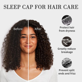 Fittia bonnet beside hairbrush showing XL size accommodates long hair