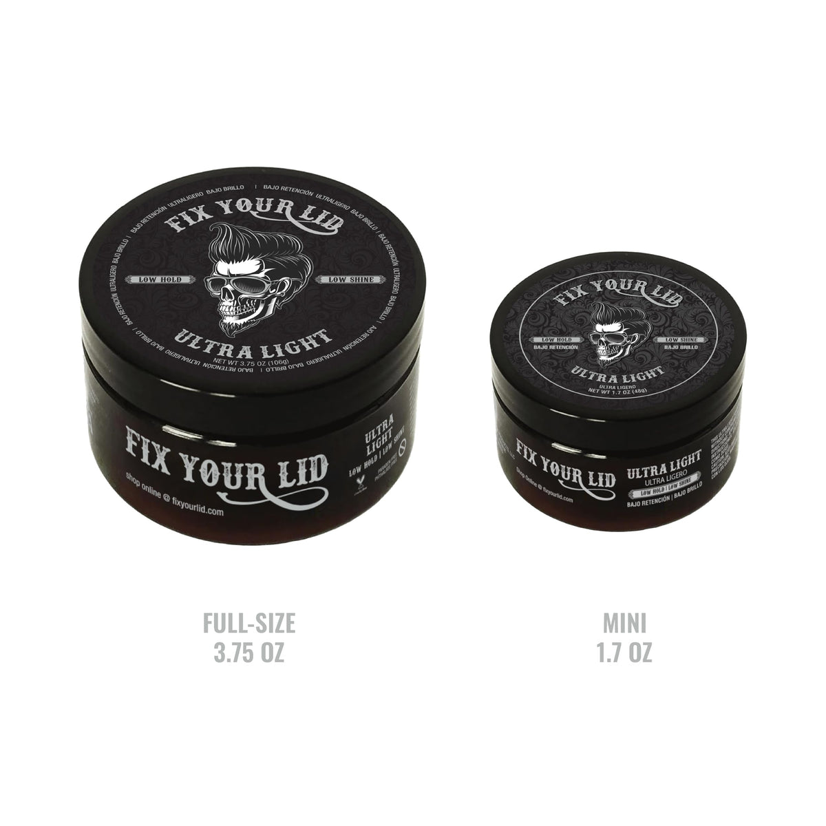 Fix Your Lid full and travel tins beside a ruler for size and portability benefit