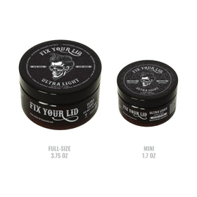 Fix Your Lid full and travel tins beside a ruler for size and portability benefit