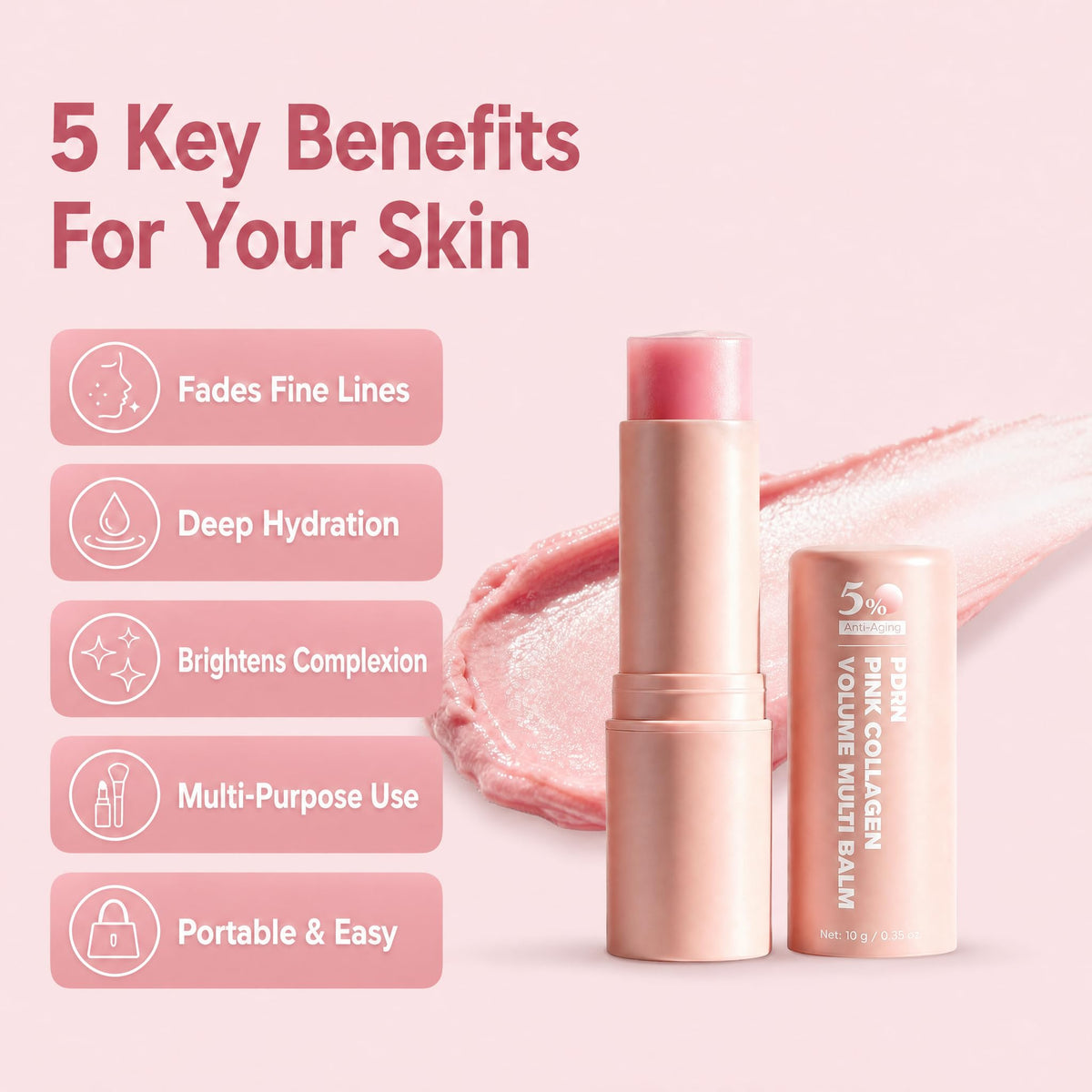 FJHAYRW applying balm to cheek to visibly hydrate and smooth skin