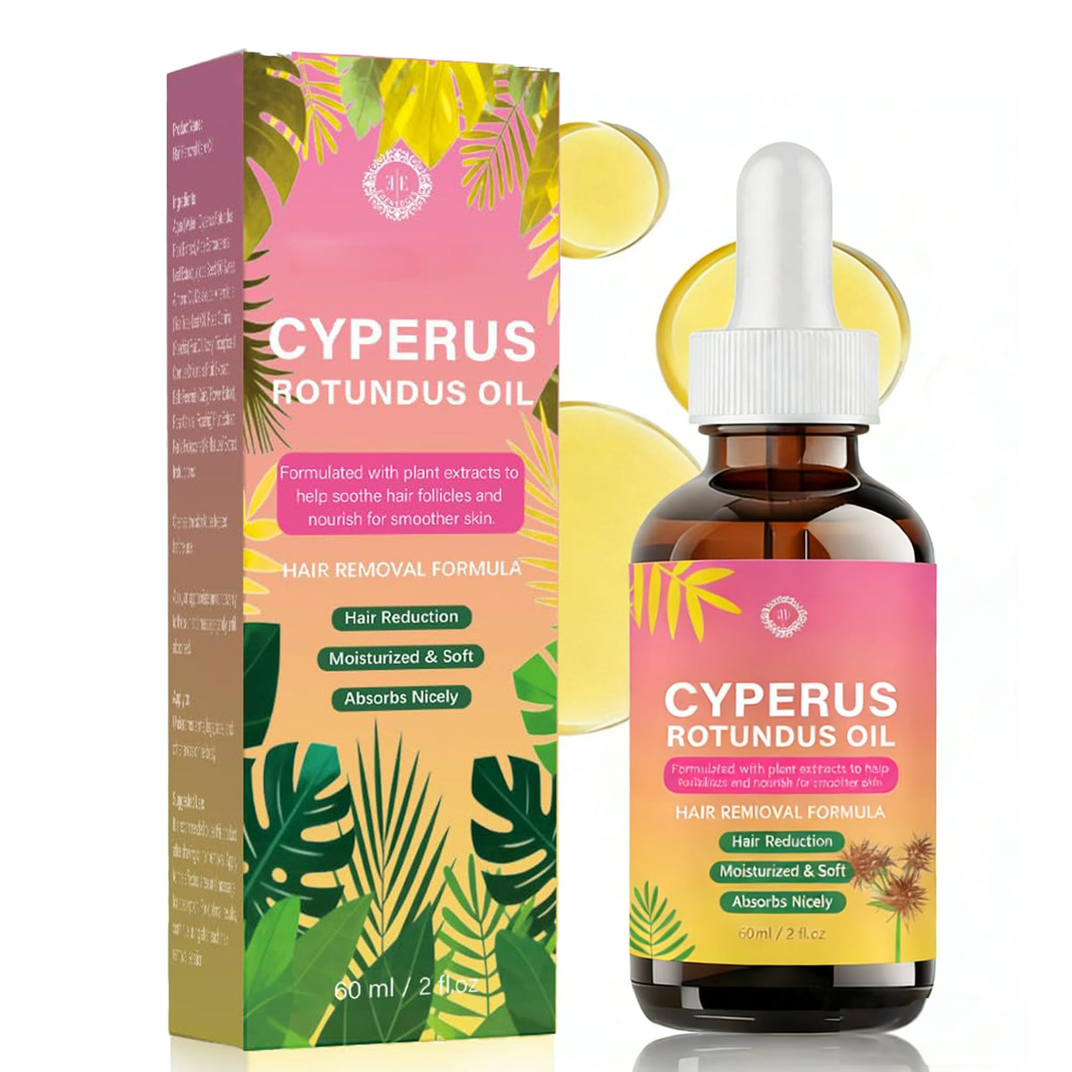 FJHAYRW front bottle shot highlighting natural hair-reducing oil benefits
