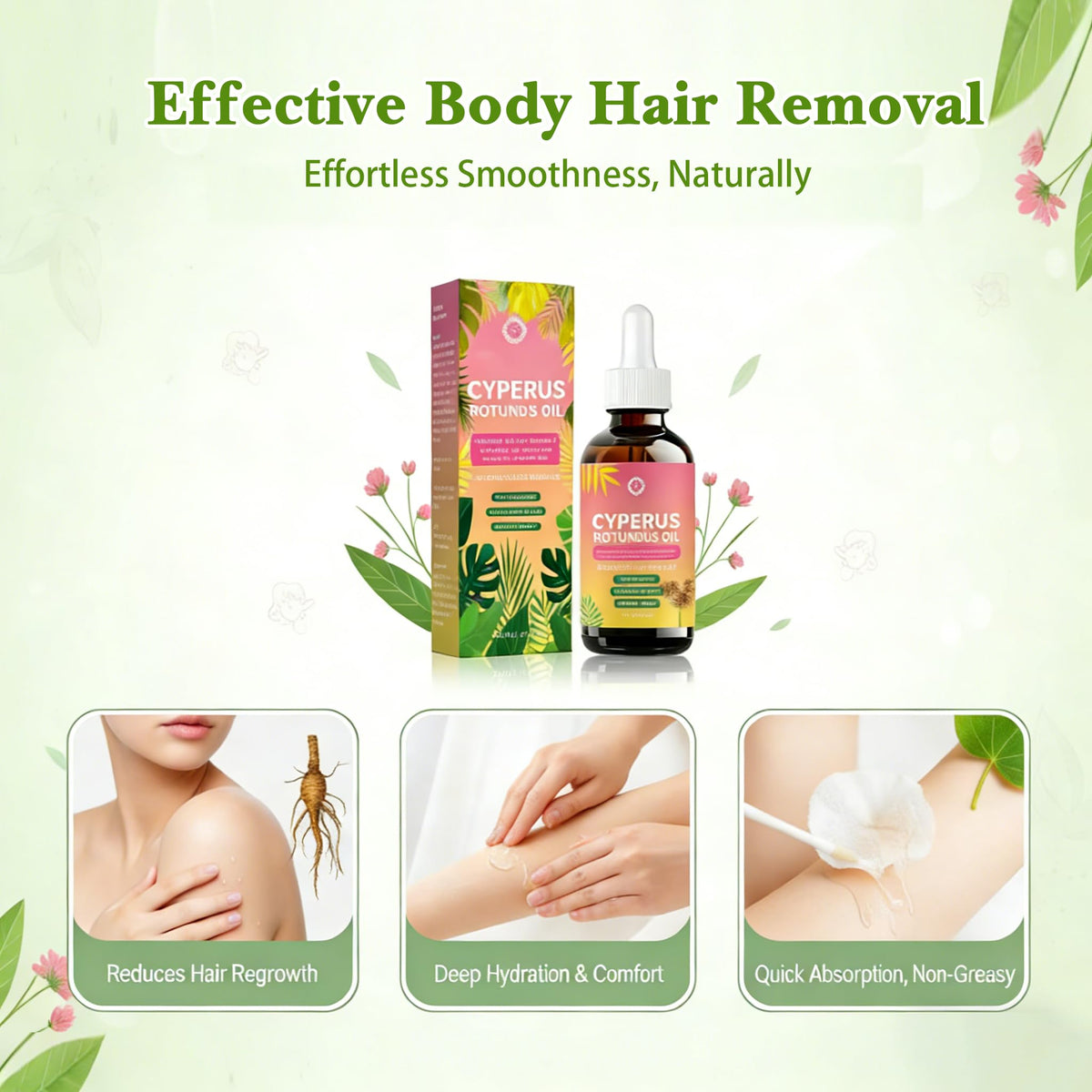 FJHAYRW ingredients with aloe and almond oil illustrating skin-calming benefit