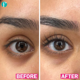 Model applying FLASHSERUM along upper lash line, promoting safer, targeted lash enhancement