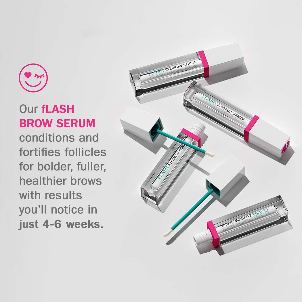 FLASHSERUM applicator closeup demonstrating precise tip for targeted brow application