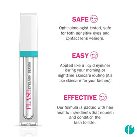 FLASHSERUM applicator tip detail demonstrating fine brush for precise eyeliner-style application