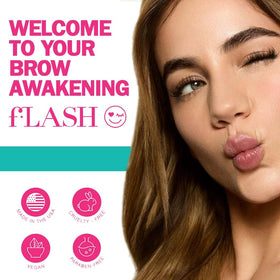 FLASHSERUM label and ingredients panel emphasizing physician-developed formula transparency