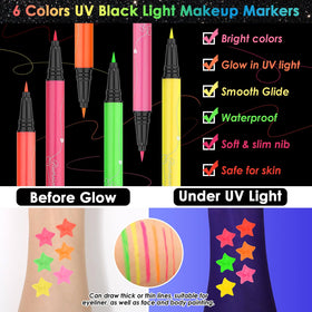 Flasoo neon eyeliner pens lined up showing bright colors and precision tips