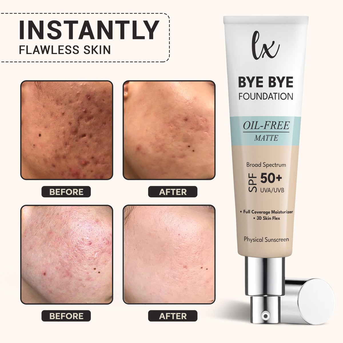 Flawless Radiance next to coin for 1 fl oz size and portability benefit