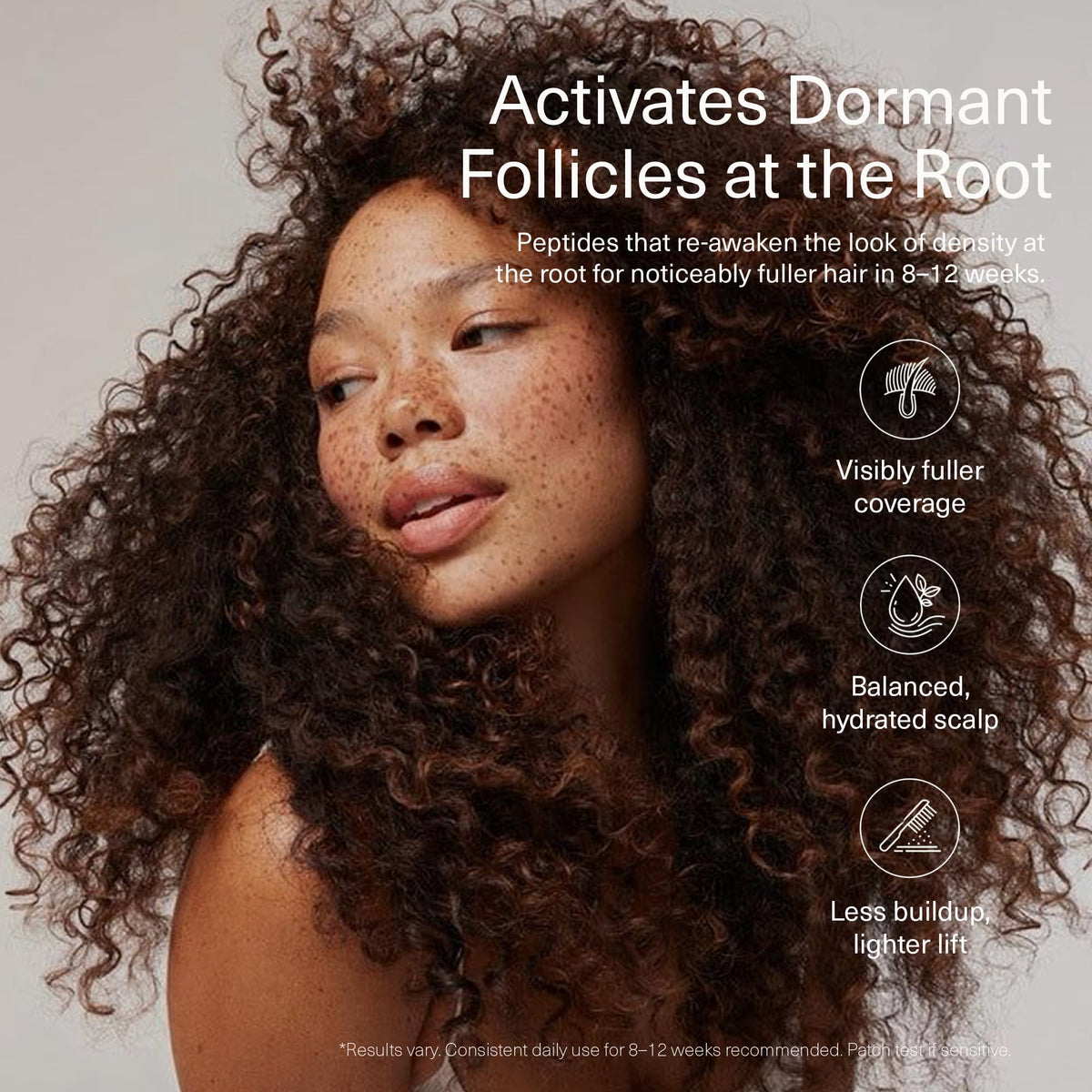 Fléur Bloom applied to scalp demonstrating targeted root benefit