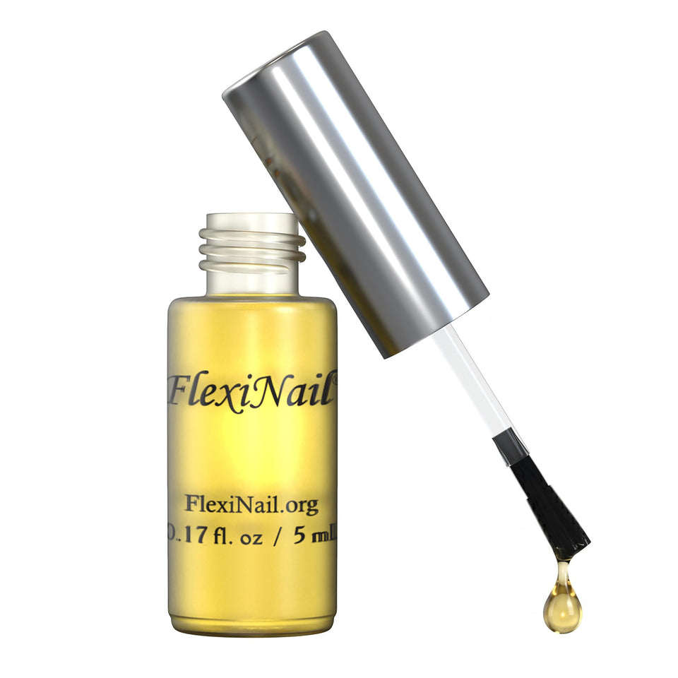 FlexiNail bottle front view showing label and easy daily use benefit