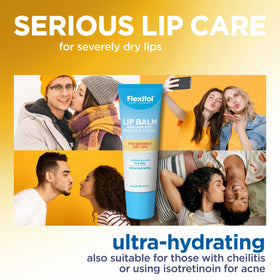 Flexitol being applied to lips showing instant soothing and hydration