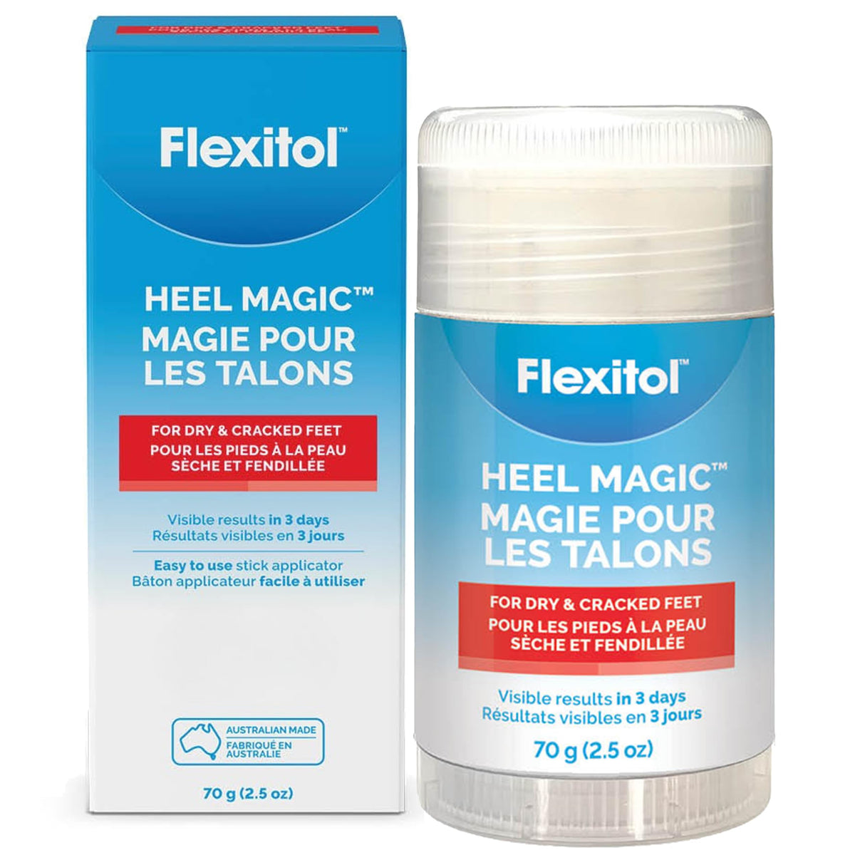 Flexitol front packaging showing stick and benefits