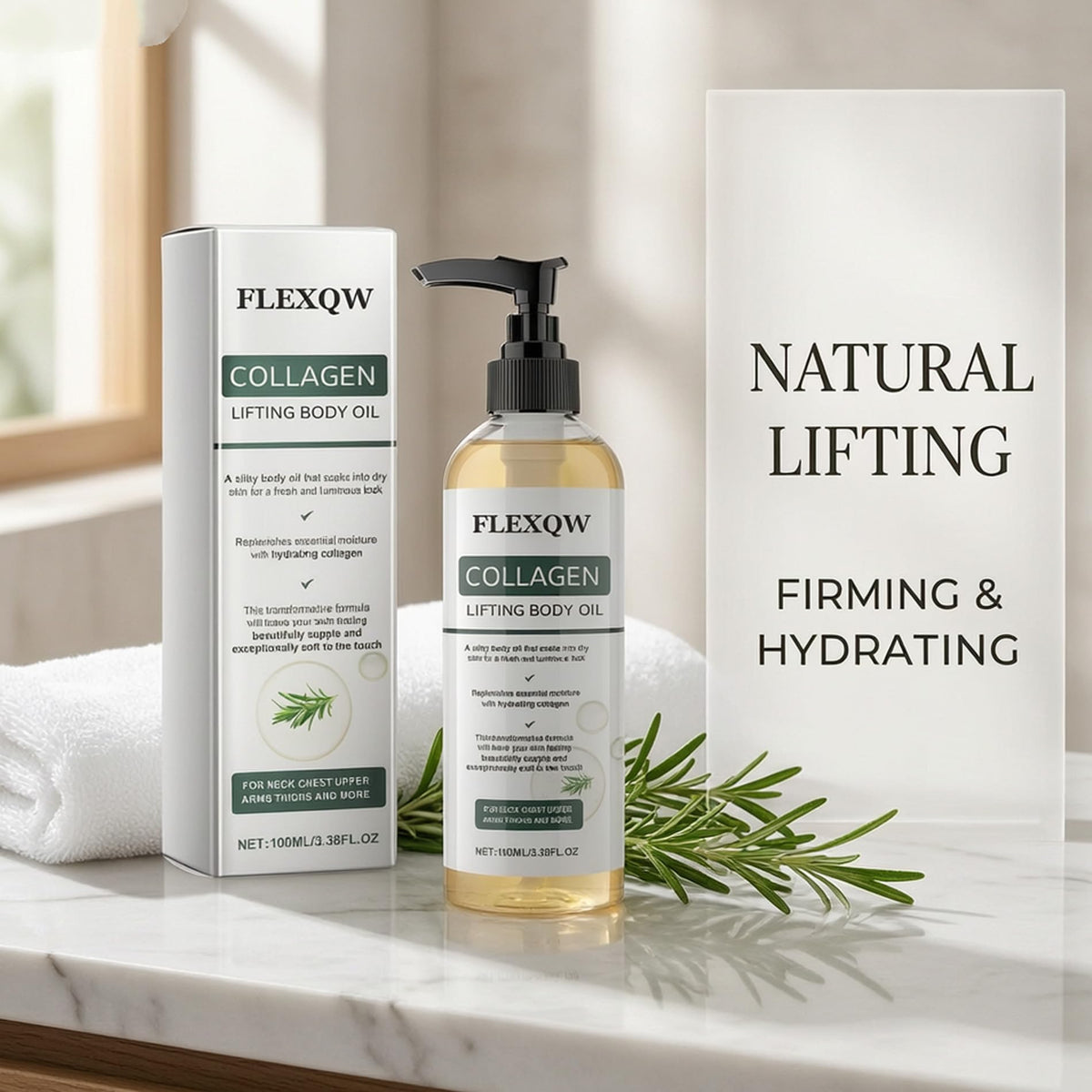 FLEXQW absorbed on skin showing dry-touch finish and soft luminous appearance