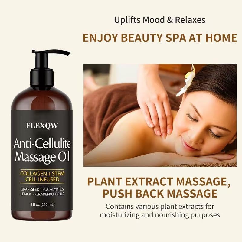 Hand applying FLEXQW oil demonstrating easy spread and enhanced massage slip