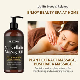 Hand applying FLEXQW oil demonstrating easy spread and enhanced massage slip